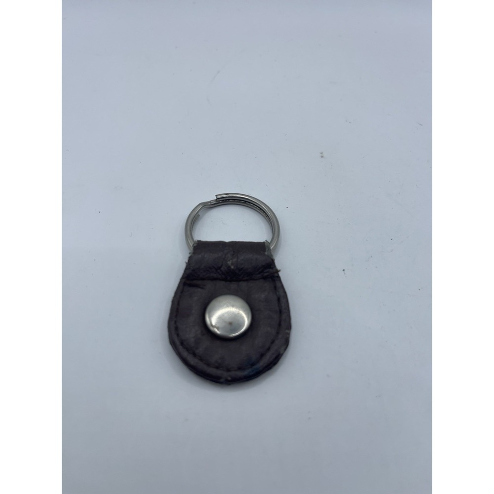 Vintageβ Brown Leather Button Keychain